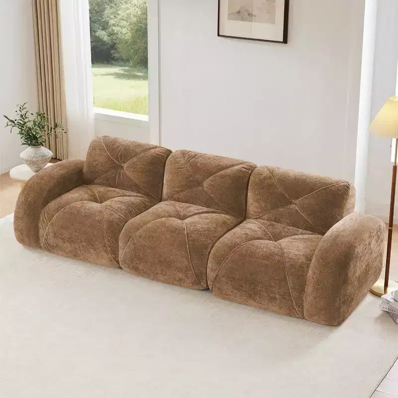 Canapé sans os Clihome 110 avec capitonnage, tissu velours doux, canapé modulaire, éponge haute densité 32D, conception antidérapante, base de conception ergonomique