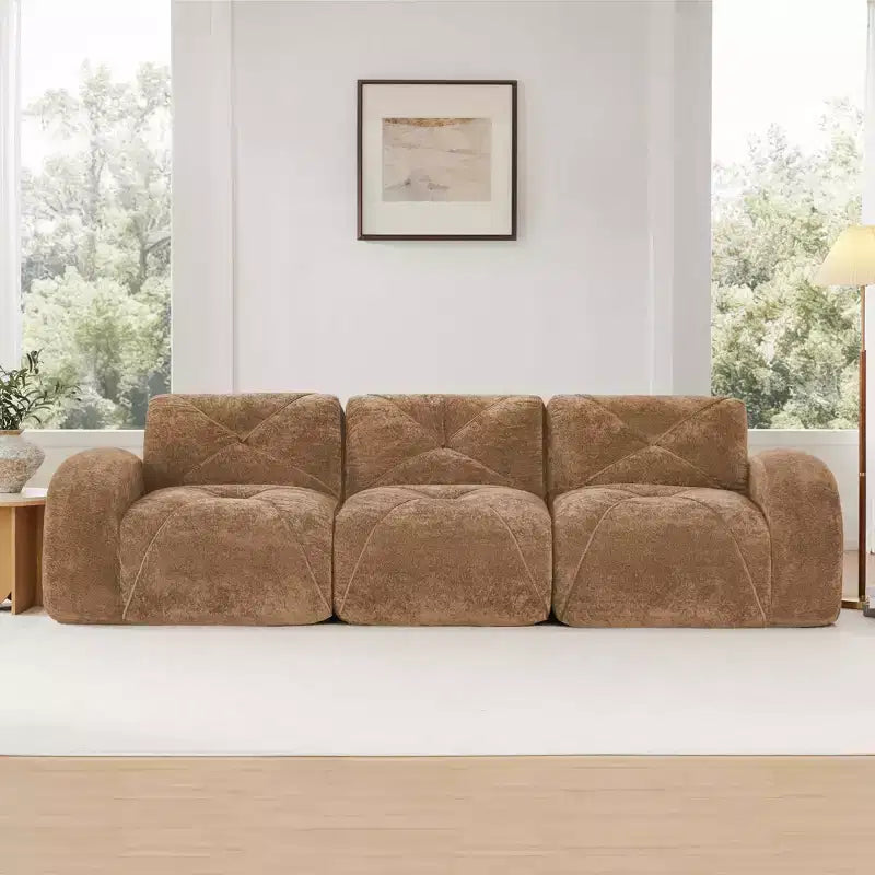 Canapé sans os Clihome 110 avec capitonnage, tissu velours doux, canapé modulaire, éponge haute densité 32D, conception antidérapante, base de conception ergonomique