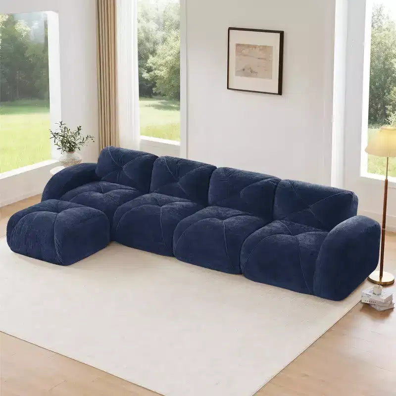 Clihome Tissu en velours doux en forme de L, Base éponge haute densité 32D, Base design ergonomique, Conception antidérapante, Combinaison libre, Ottomane mobile