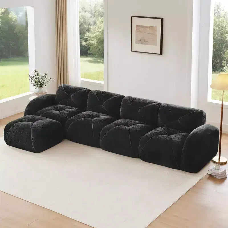 Clihome Tissu en velours doux en forme de L, Base éponge haute densité 32D, Base design ergonomique, Conception antidérapante, Combinaison libre, Ottomane mobile