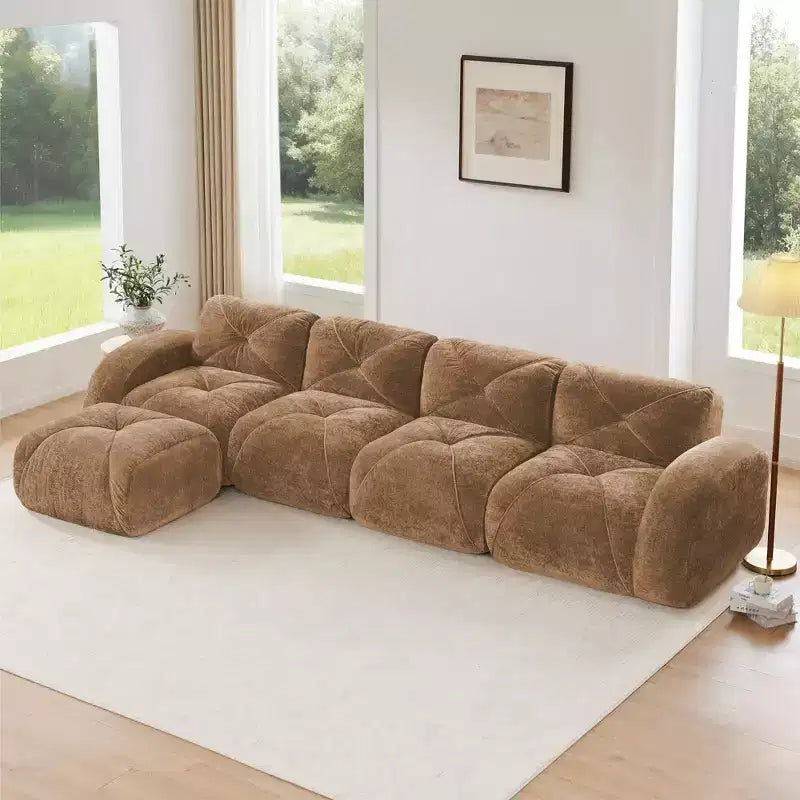 Clihome Tissu en velours doux en forme de L, Base éponge haute densité 32D, Base design ergonomique, Conception antidérapante, Combinaison libre, Ottomane mobile