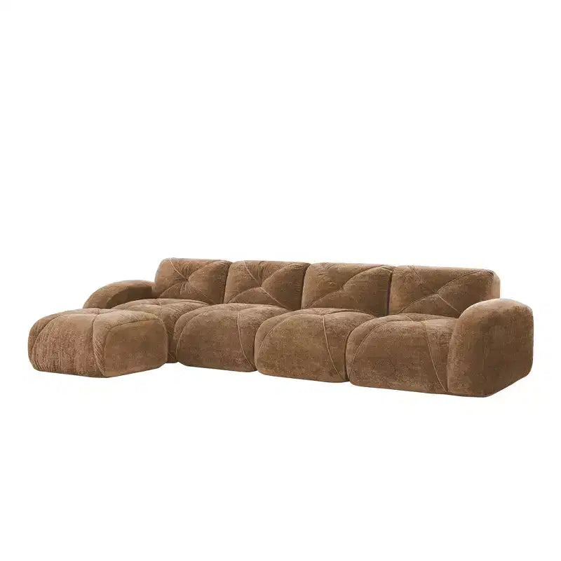 Clihome Tissu en velours doux en forme de L, Base éponge haute densité 32D, Base design ergonomique, Conception antidérapante, Combinaison libre, Ottomane mobile