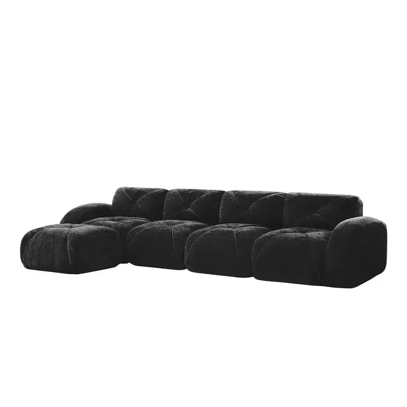 Clihome Tissu en velours doux en forme de L, Base éponge haute densité 32D, Base design ergonomique, Conception antidérapante, Combinaison libre, Ottomane mobile