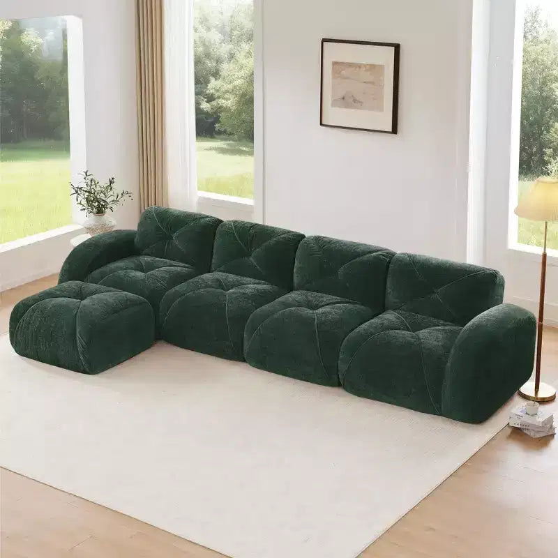 Clihome Tissu en velours doux en forme de L, Base éponge haute densité 32D, Base design ergonomique, Conception antidérapante, Combinaison libre, Ottomane mobile