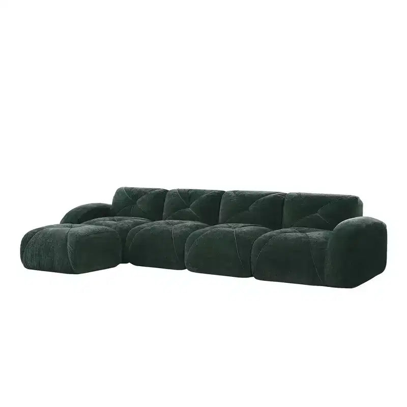 Clihome Tissu en velours doux en forme de L, Base éponge haute densité 32D, Base design ergonomique, Conception antidérapante, Combinaison libre, Ottomane mobile