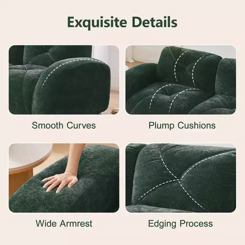 Clihome Tissu en velours doux en forme de L, Base éponge haute densité 32D, Base design ergonomique, Conception antidérapante, Combinaison libre, Ottomane mobile