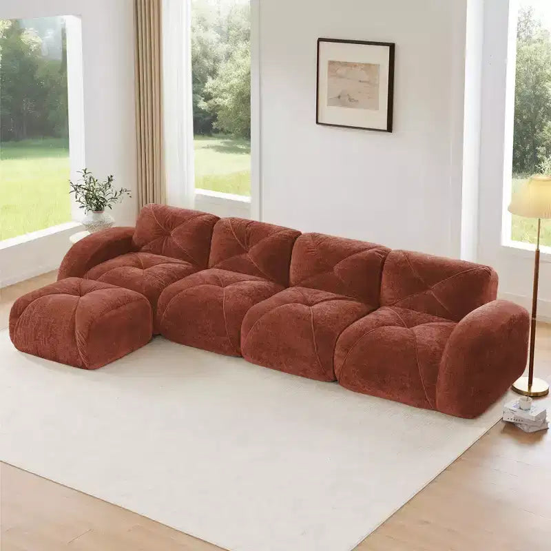 Clihome Tissu en velours doux en forme de L, Base éponge haute densité 32D, Base design ergonomique, Conception antidérapante, Combinaison libre, Ottomane mobile