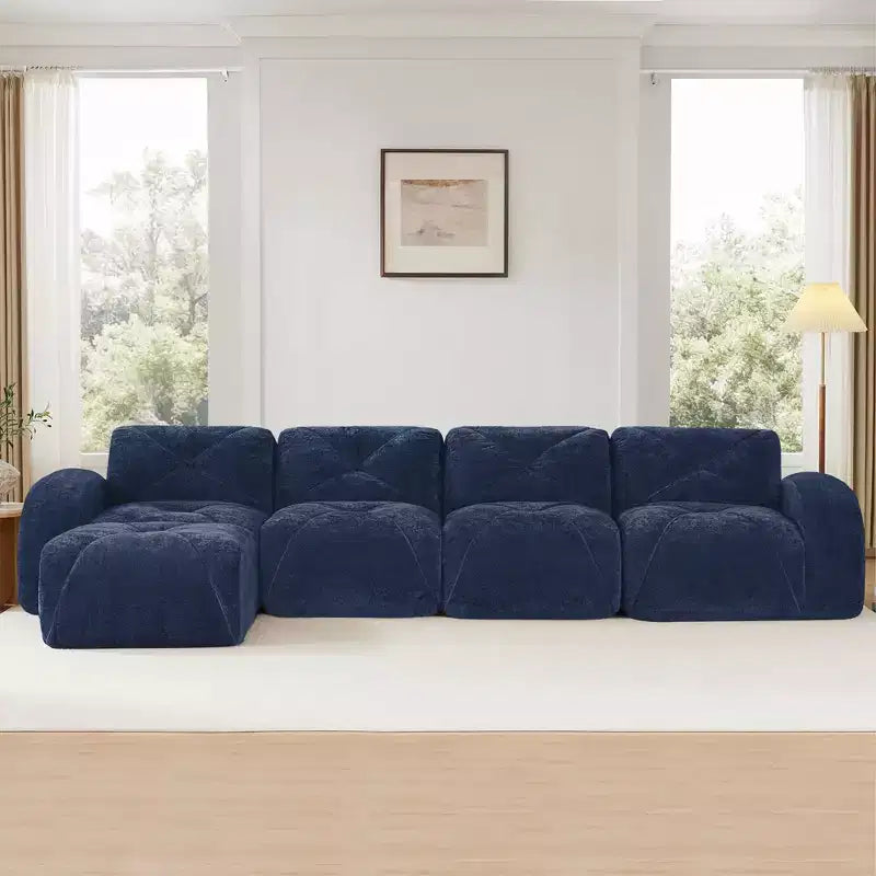Clihome Tissu en velours doux en forme de L, Base éponge haute densité 32D, Base design ergonomique, Conception antidérapante, Combinaison libre, Ottomane mobile