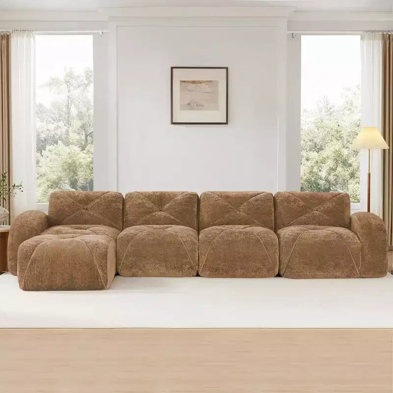 Clihome Tissu en velours doux en forme de L, Base éponge haute densité 32D, Base design ergonomique, Conception antidérapante, Combinaison libre, Ottomane mobile