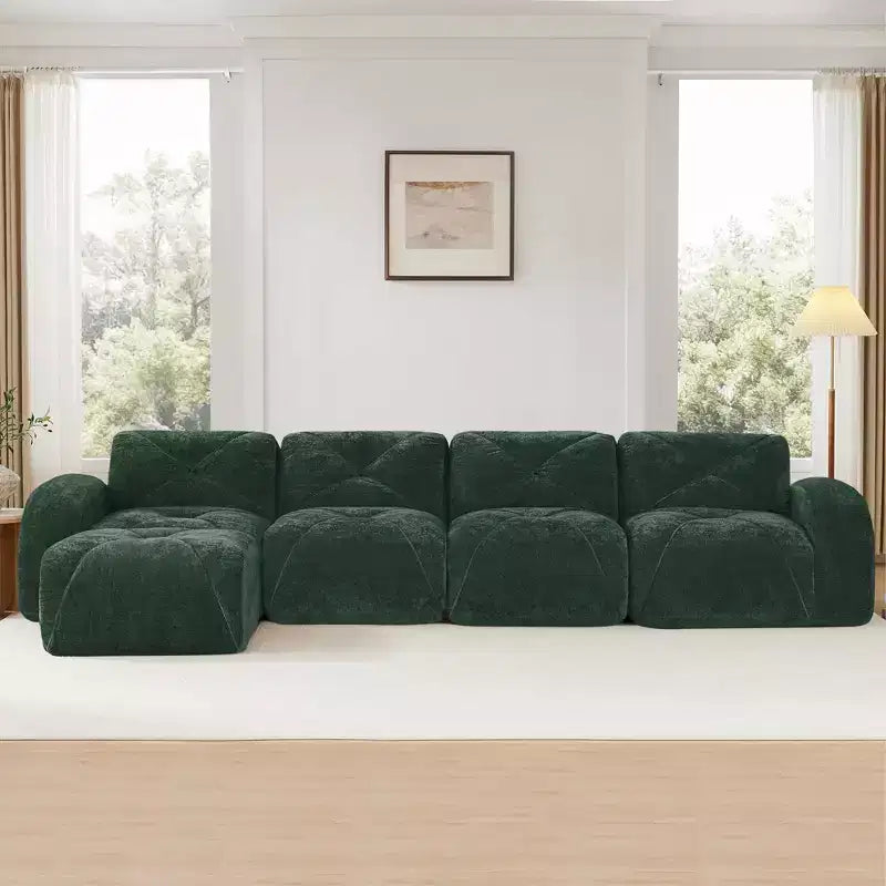 Clihome Tissu en velours doux en forme de L, Base éponge haute densité 32D, Base design ergonomique, Conception antidérapante, Combinaison libre, Ottomane mobile