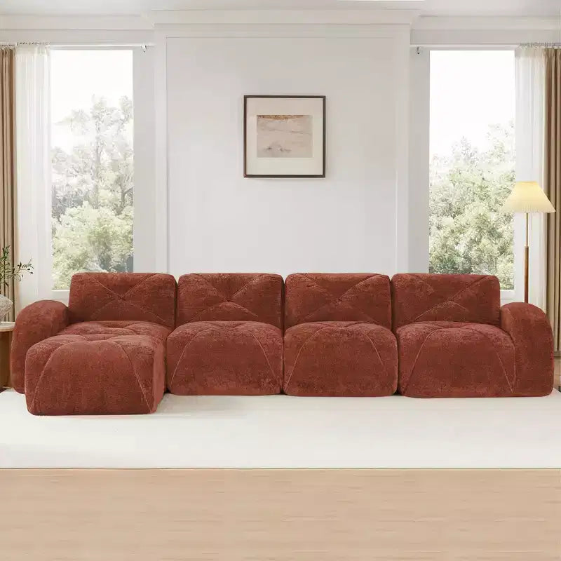 Clihome Tissu en velours doux en forme de L, Base éponge haute densité 32D, Base design ergonomique, Conception antidérapante, Combinaison libre, Ottomane mobile