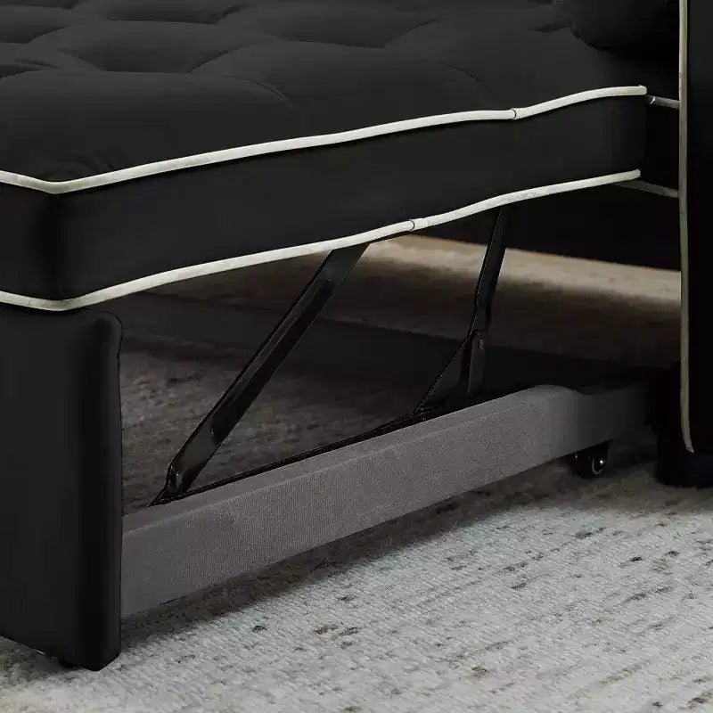 Canapé-lit gigogne de 55,5 pouces, futon causeuse en velours avec poches latérales, canapé-lit moderne pour petits espaces salon chambre à coucher