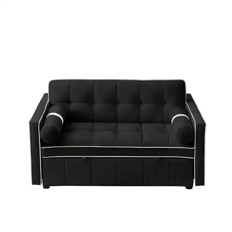 Canapé-lit gigogne de 55,5 pouces, futon causeuse en velours avec poches latérales, canapé-lit moderne pour petits espaces salon chambre à coucher