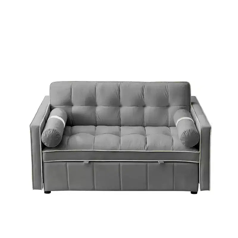 Canapé-lit gigogne de 55,5 pouces, futon causeuse en velours avec poches latérales, canapé-lit moderne pour petits espaces salon chambre à coucher