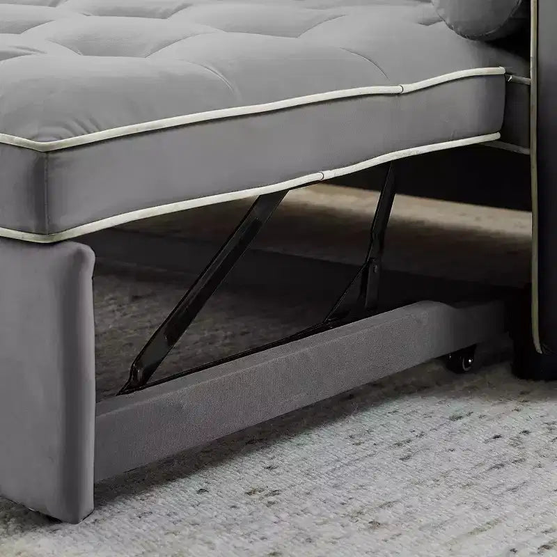 Canapé-lit gigogne de 55,5 pouces, futon causeuse en velours avec poches latérales, canapé-lit moderne pour petits espaces salon chambre à coucher