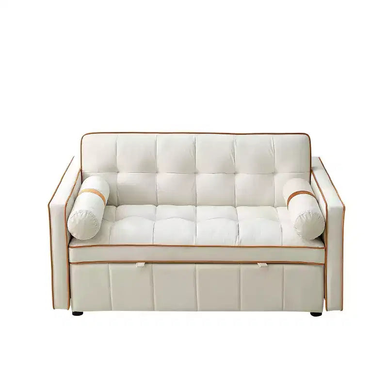 Canapé-lit gigogne de 55,5 pouces, futon causeuse en velours avec poches latérales, canapé-lit moderne pour petits espaces salon chambre à coucher
