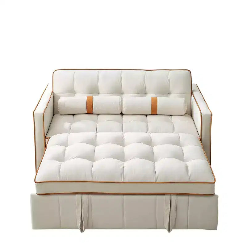 Canapé-lit gigogne de 55,5 pouces, futon causeuse en velours avec poches latérales, canapé-lit moderne pour petits espaces salon chambre à coucher