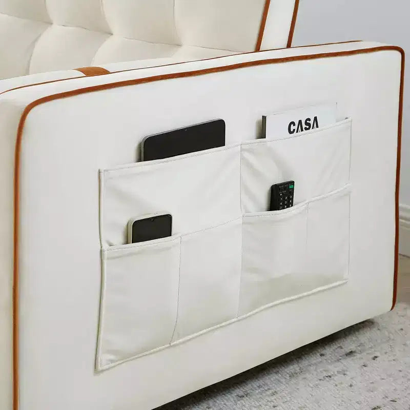 Canapé-lit gigogne de 55,5 pouces, futon causeuse en velours avec poches latérales, canapé-lit moderne pour petits espaces salon chambre à coucher