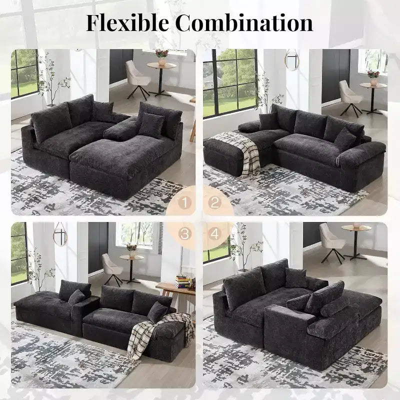 AMERLIFE Canapé sectionnel sans os en forme de L 108, grand canapé nuage moderne pour salon, aucun assemblage requis