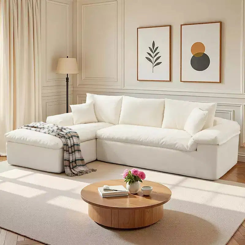 AMERLIFE Canapé sectionnel sans os en forme de L 108, grand canapé nuage moderne pour salon, aucun assemblage requis
