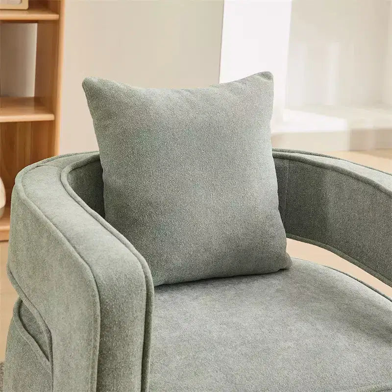 Canapés d'appoint en tissu moderne, fauteuil pivotant à 360 degrés avec base en bois et 1 coussin décoratif, pour salon, chambre à coucher, chambre d'enfant, bureau, hôtel