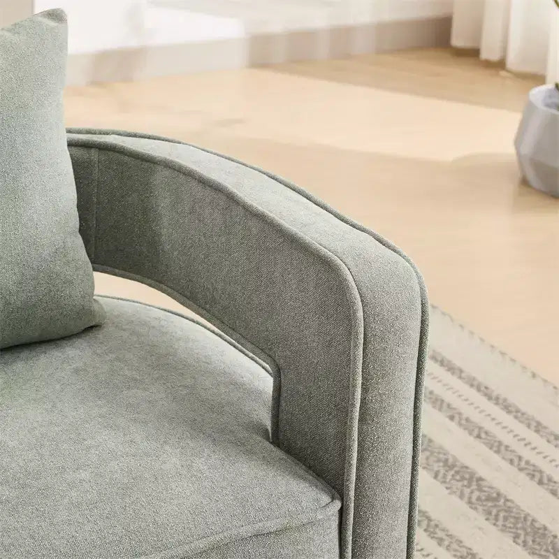 Canapés d'appoint en tissu moderne, fauteuil pivotant à 360 degrés avec base en bois et 1 coussin décoratif, pour salon, chambre à coucher, chambre d'enfant, bureau, hôtel