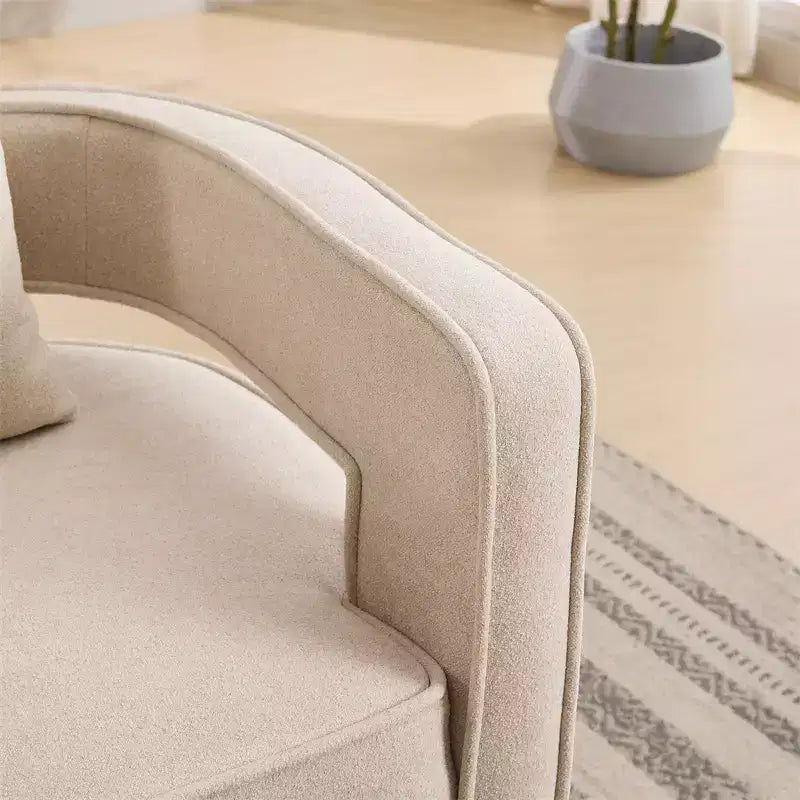 Canapés d'appoint en tissu moderne, fauteuil pivotant à 360 degrés avec base en bois et 1 coussin décoratif, pour salon, chambre à coucher, chambre d'enfant, bureau, hôtel