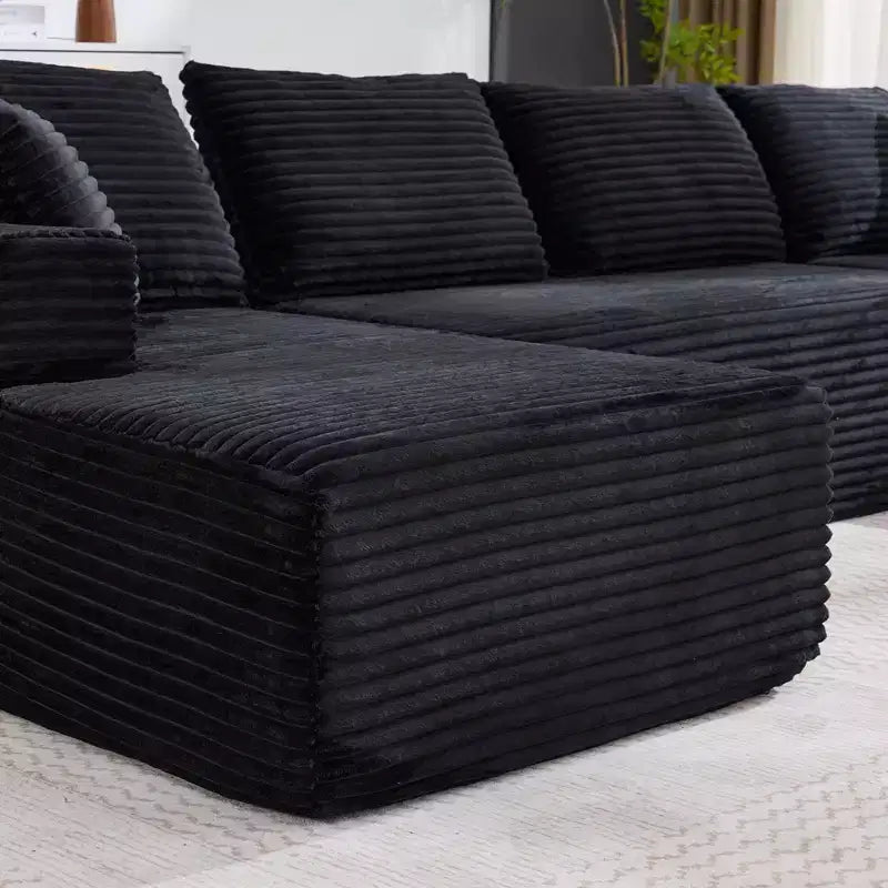 Canapé sectionnel moderne modulaire en forme de U Cloud de 130 pouces avec 2 méridiennes, canapé profond 4 places en velours côtelé avec oreillers pour le salon