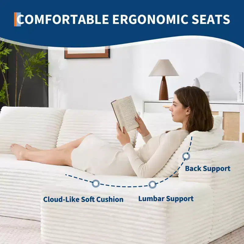 Canapé sectionnel moderne modulaire en forme de U Cloud de 130 pouces avec 2 méridiennes, canapé profond 4 places en velours côtelé avec oreillers pour le salon