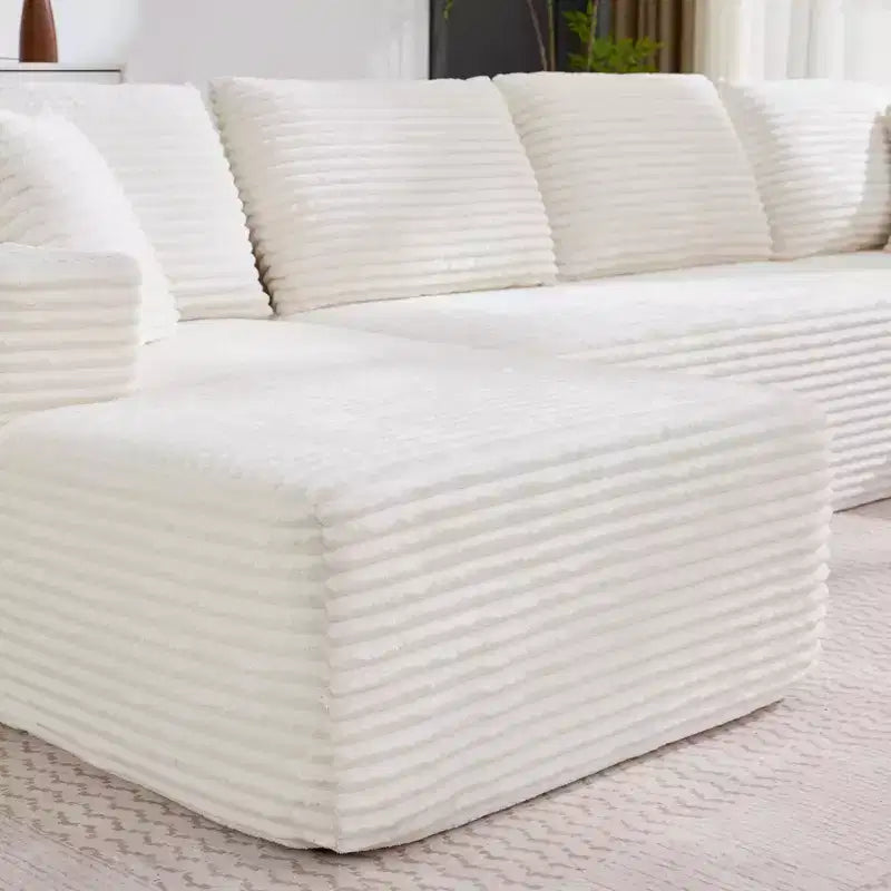 Canapé sectionnel moderne modulaire en forme de U Cloud de 130 pouces avec 2 méridiennes, canapé profond 4 places en velours côtelé avec oreillers pour le salon