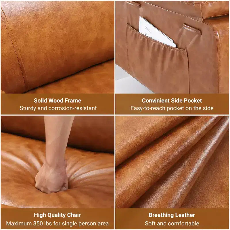 Fauteuil releveur inclinable électrique pour seniors, avec massage chauffant, télécommande, en cuir PU, poches latérales, beige