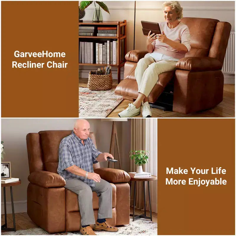 Fauteuil releveur inclinable électrique pour seniors, avec massage chauffant, télécommande, en cuir PU, poches latérales, beige