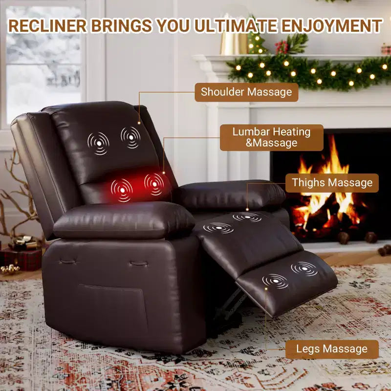 Fauteuil releveur inclinable électrique pour seniors, avec massage chauffant, télécommande, en cuir PU, poches latérales, beige