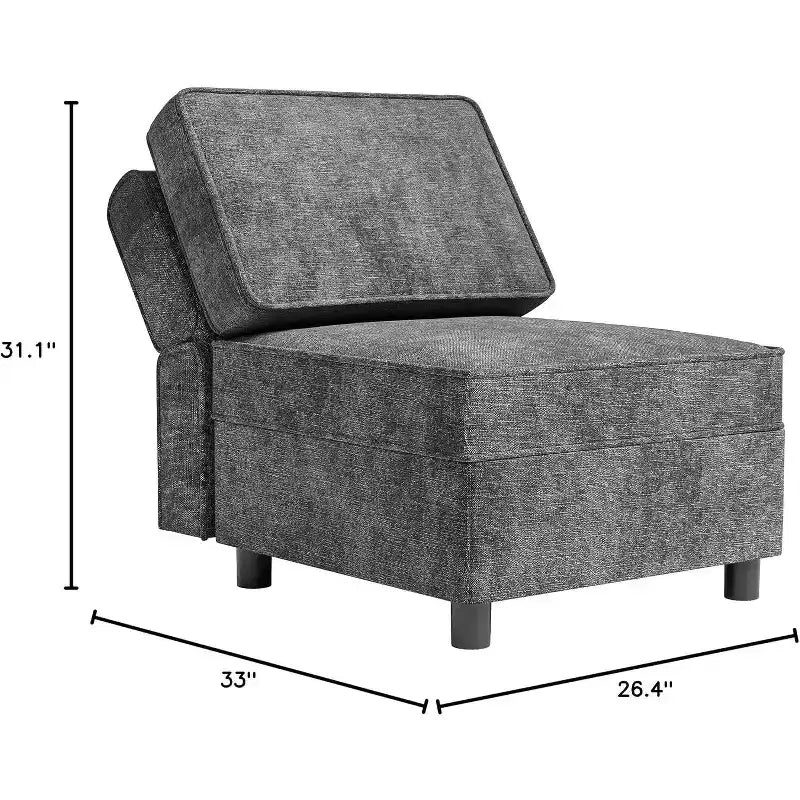 Canapé d'angle modulable COZONY, en U/L, réversible avec couchage et rangement, gris