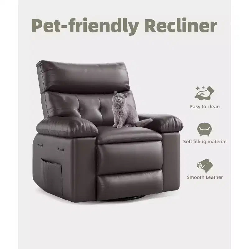Fauteuil inclinable surdimensionné avec fonction chauffante et massante, inclinable manuel et à bascule avec télécommande pour adultes, salon/chambre/crèche, crème