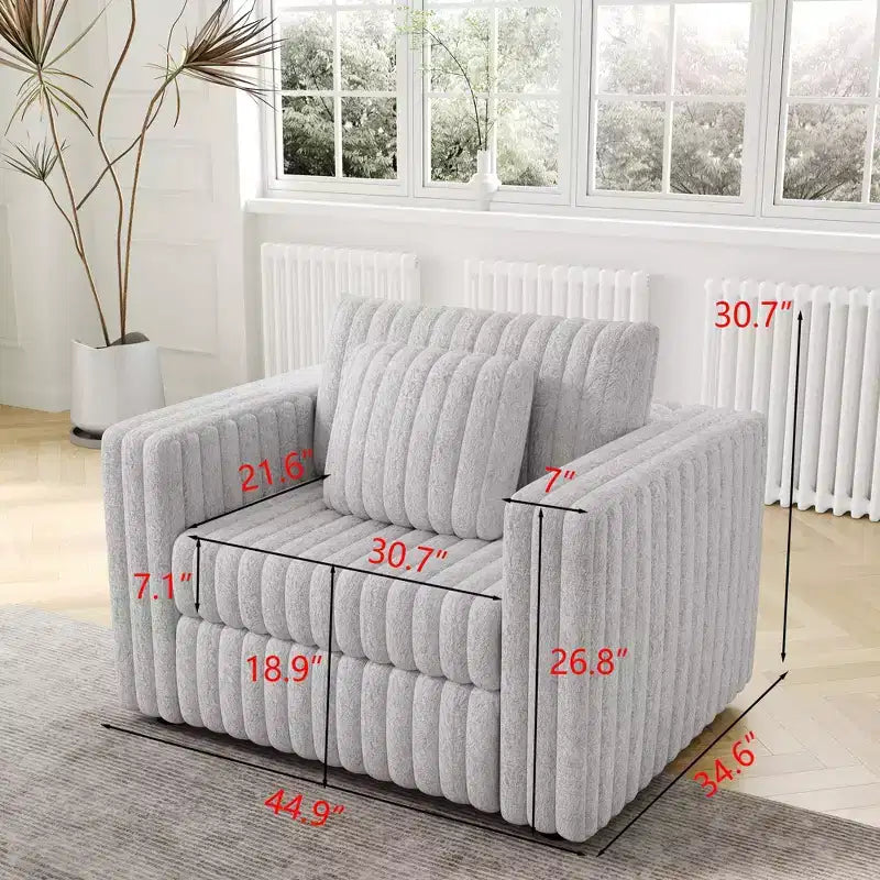 TUYOHW Fauteuil simple moderne de 114 cm avec 2 oreillers pour salon, appartement, bureau