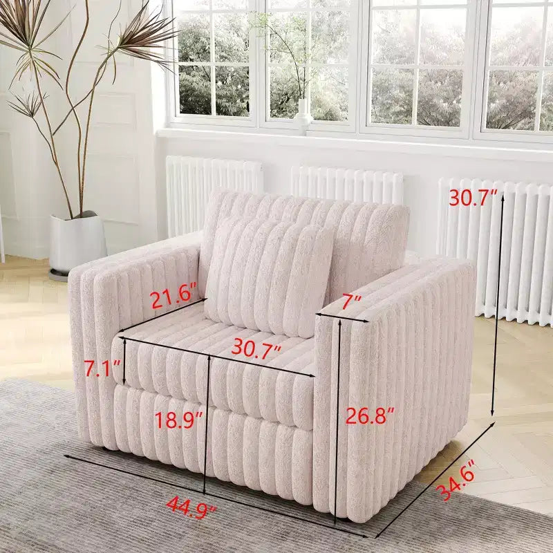 TUYOHW Fauteuil simple moderne de 114 cm avec 2 oreillers pour salon, appartement, bureau