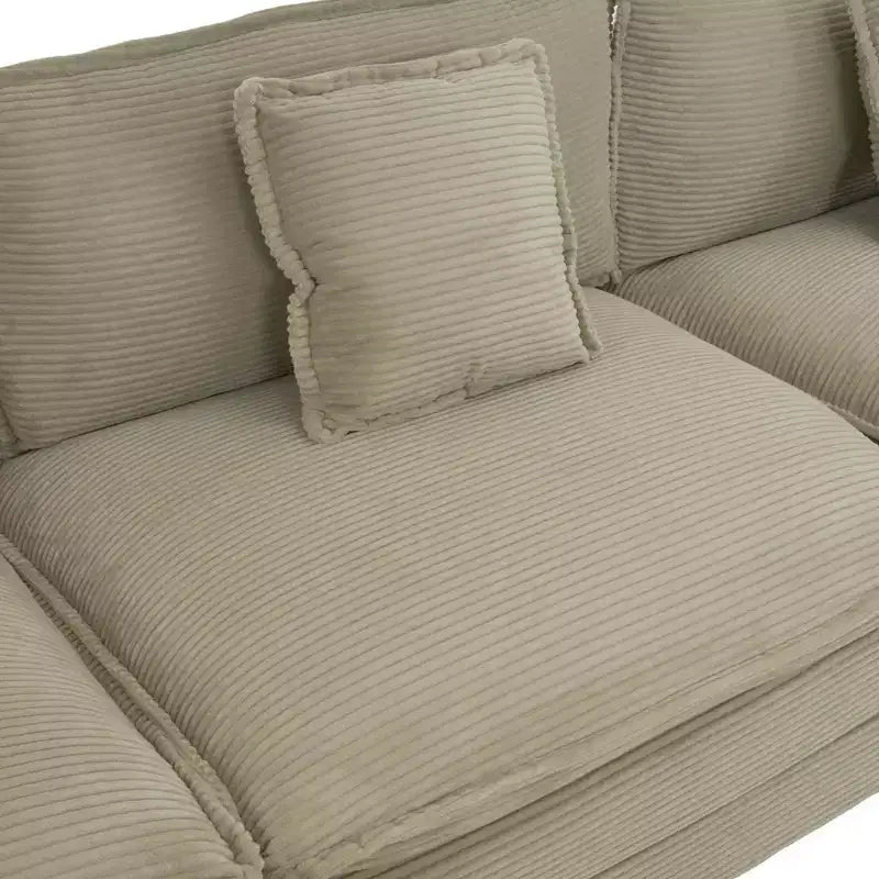 MAYEERTY 70.8 Canapé moderne Canapé modulable en velours côtelé avec quatre coussins pour salon Marron