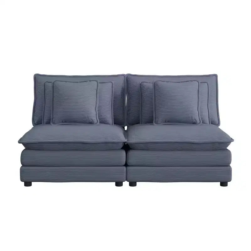 MAYEERTY 70.8 Canapé modulable moderne en velours côtelé avec quatre oreillers pour salon, bleu