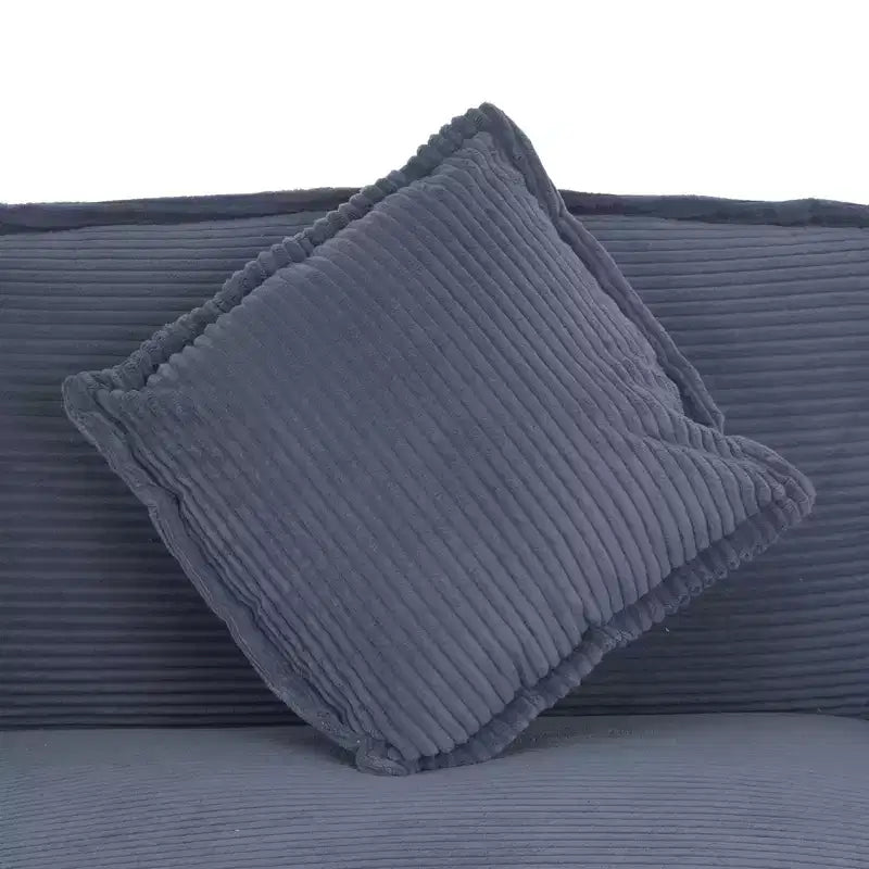 MAYEERTY 70.8 Canapé modulable moderne en velours côtelé avec quatre oreillers pour salon, bleu
