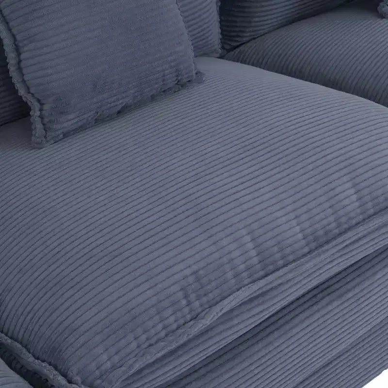 MAYEERTY 70.8 Canapé modulable moderne en velours côtelé avec quatre oreillers pour salon, bleu