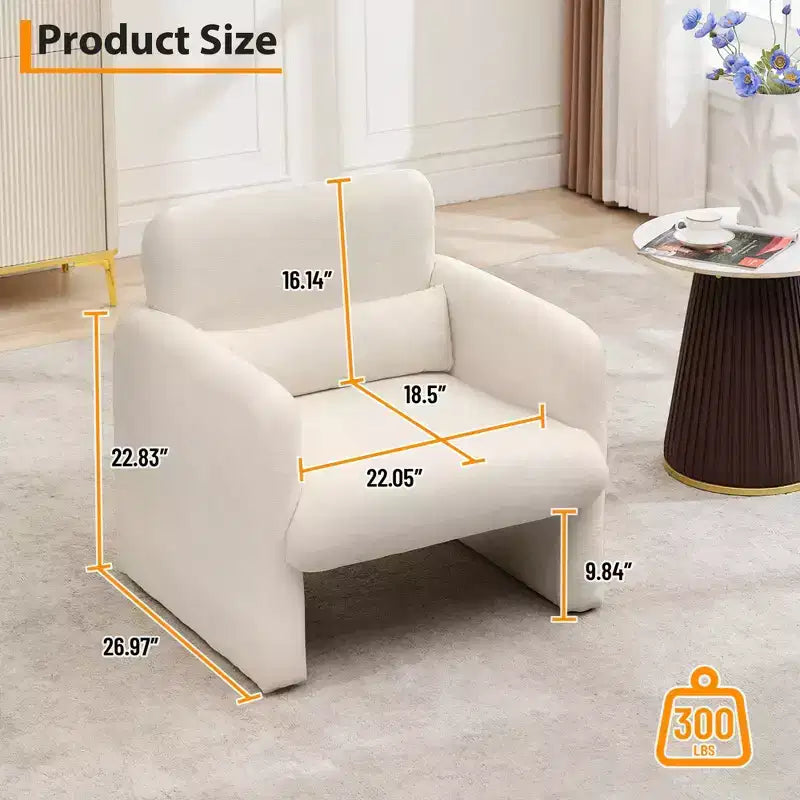 Fauteuil d'appoint douillet en chenille avec accoudoirs et coussin lombaire – Canapé individuel élégant pour la lecture, le salon, la chambre, le bureau ou l'appartement