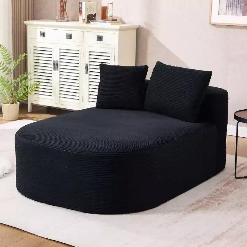 67,5 Pouces Chaise Longue en Velours Côtelé, Siège Large, Fauteuil King avec Assise Profonde et 2 Oreillers, Canapé-Lit Convertible Sans Cadre pour Salon