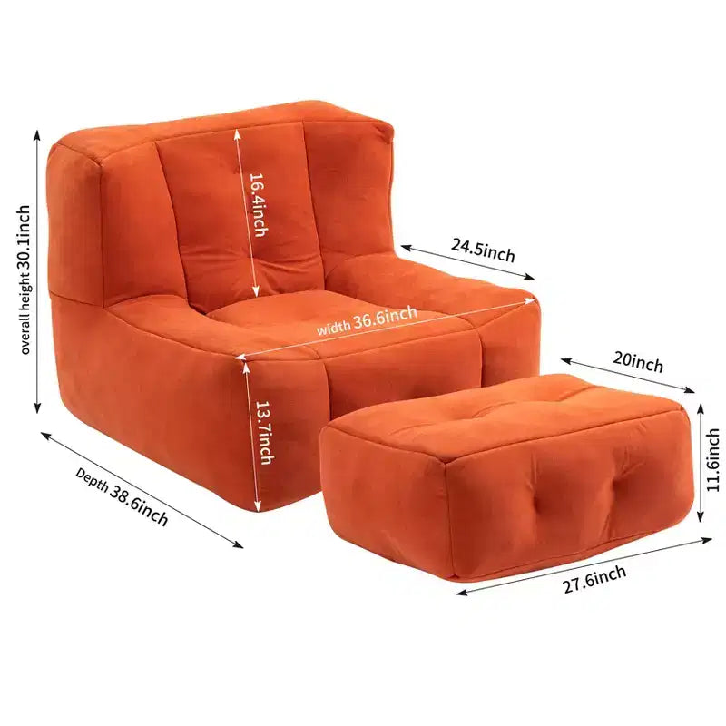 Pouf géant en mousse à mémoire de forme ultra-douce avec ottoman pour adultes, fauteuil moderne et confortable pour salon ou chambre à coucher