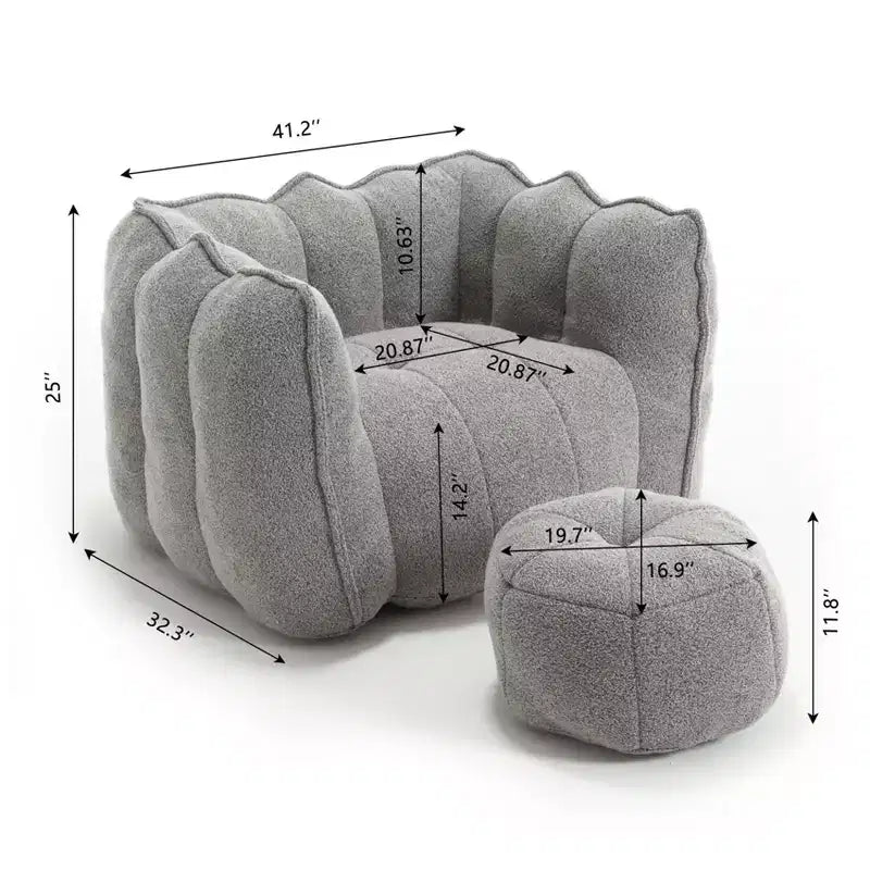Fauteuil poire souple avec mousse haute résilience, canapé paresseux carré avec repose-pieds, housse pour adultes pour jouer, lire ou regarder la télévision