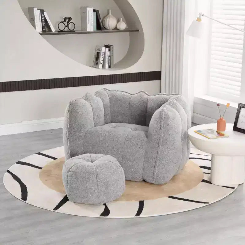 Fauteuil poire souple avec mousse haute résilience, canapé paresseux carré avec repose-pieds, housse pour adultes pour jouer, lire ou regarder la télévision