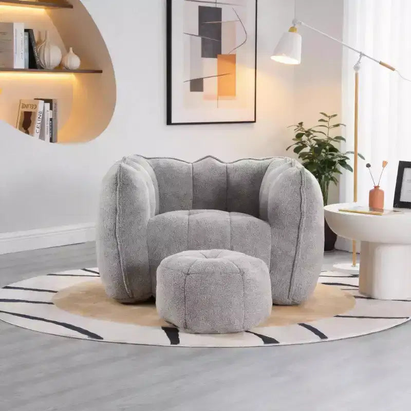 Fauteuil poire souple avec mousse haute résilience, canapé paresseux carré avec repose-pieds, housse pour adultes pour jouer, lire ou regarder la télévision