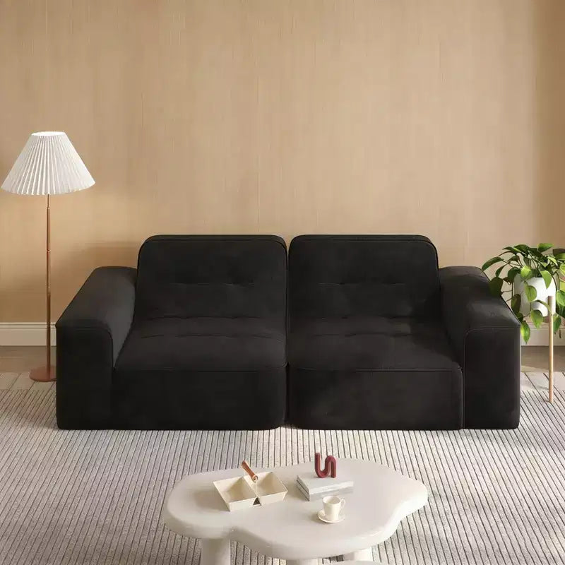 83.6 Canapé sectionnel modulable 3 places au design capitonné, canapé moderne en chenille scintillante, canapé à assise profonde pour salon, appartement, bureau, studio