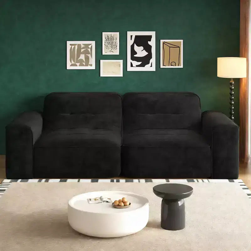 83.6 Canapé sectionnel modulable 3 places au design capitonné, canapé moderne en chenille scintillante, canapé à assise profonde pour salon, appartement, bureau, studio