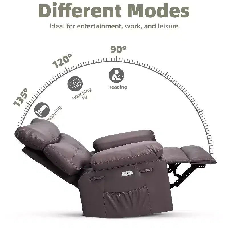 Fauteuil inclinable Acekool surdimensionné pour adultes, fauteuil inclinable manuel en cuir PU extra large, coussin en éponge 1,5 fois plus épais, fauteuil paresseux confortable